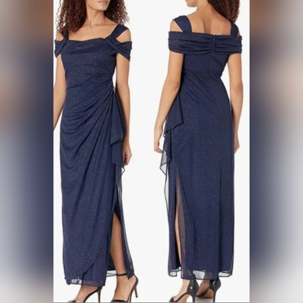 Elegant Navy Blue Evening Dress By Alex Evenings